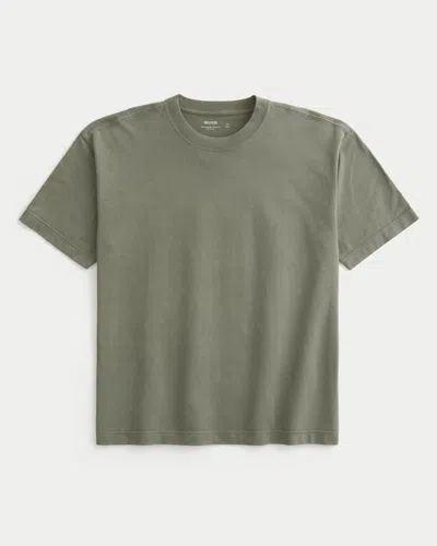 Hollister Boxy Heavyweight Washed Crew T-shirt In Green