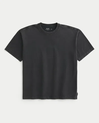 Hollister Boxy Heavyweight Washed Crew T-shirt In Black