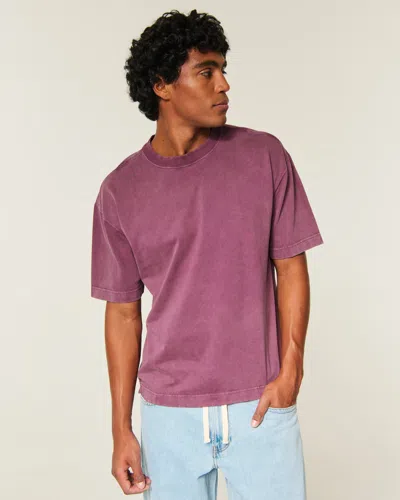 Hollister Boxy Heavyweight Washed Crew T-shirt In Purple