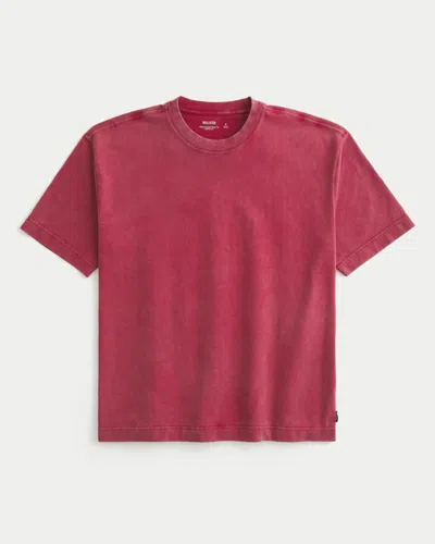 Hollister Boxy Heavyweight Washed Crew T-shirt In Red