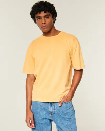 Hollister Boxy Heavyweight Washed Crew T-shirt In Yellow