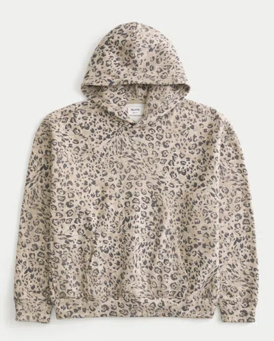 Hollister Boxy Leopard Print Hoodie In Multi