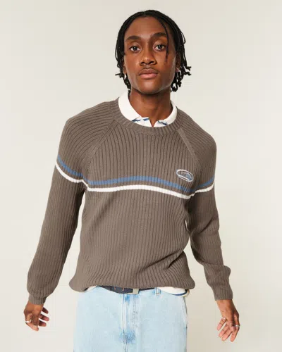 Retro Knit Crew Neck Sweater In Brown from Hollister