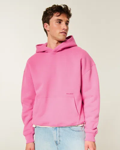 Hollister Back Graphic Logo Boxy Fit Hoodie In Pink