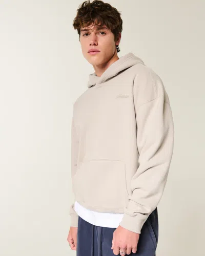 Hollister Boxy Logo Hoodie In Neutral