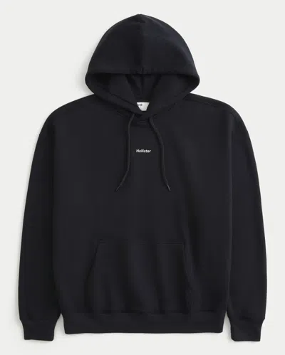 Hollister Boxy Logo Hoodie In Black