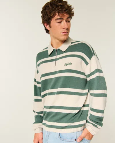 Hollister Boxy Logo Sweater Polo In Green