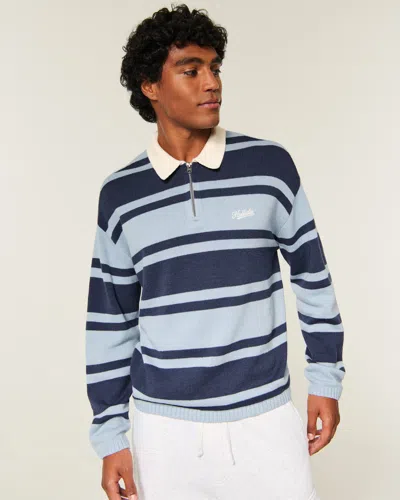 Hollister Boxy Logo Sweater Polo In Blue