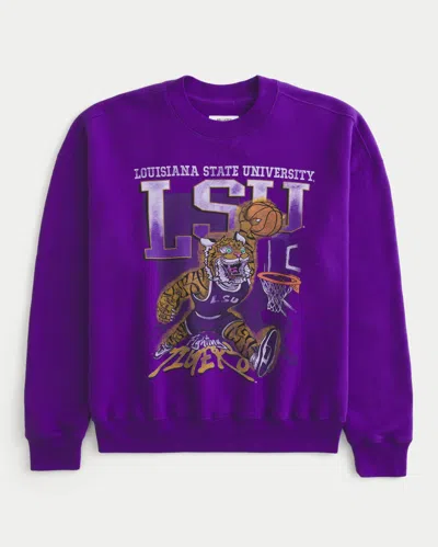 Hollister Boxy Lsu Tigers Graphic Crew Sweatshirt In Purple