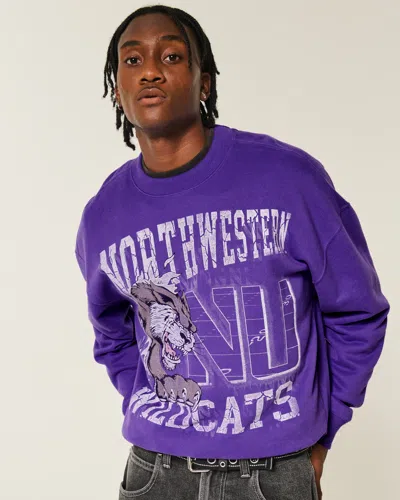 Hollister Boxy Northwestern University Wildcats Graphic Crew Sweatshirt In Purple