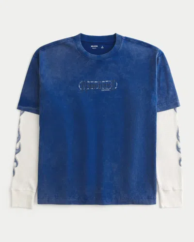 Hollister Boxy Nowhere Everywhere Graphic Twofer T-shirt In Blue