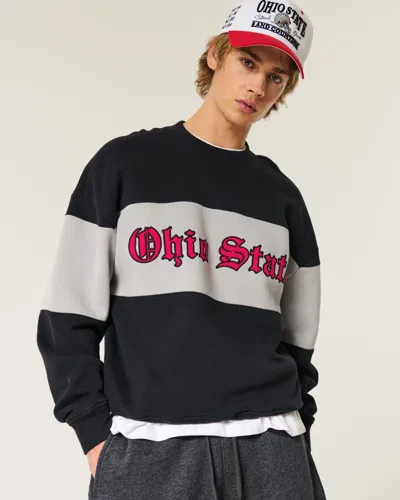 Hollister Boxy Ohio State Graphic Crew Sweatshirt In Black