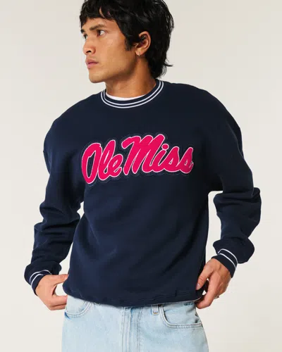 Hollister Boxy Ole Miss Graphic Crew Sweatshirt In Blue