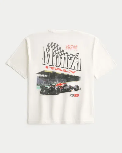 Hollister Boxy Oracle Red Bull Racing Graphic Tee In White