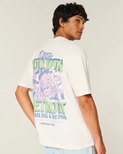 Hollister Boxy Otto's Auto Body Graphic Tee In White