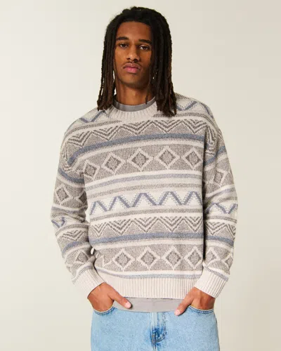Hollister Boxy Pattern Crew Sweater In Multi