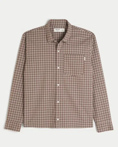Hollister Boxy Poplin Button-through Shirt In Brown