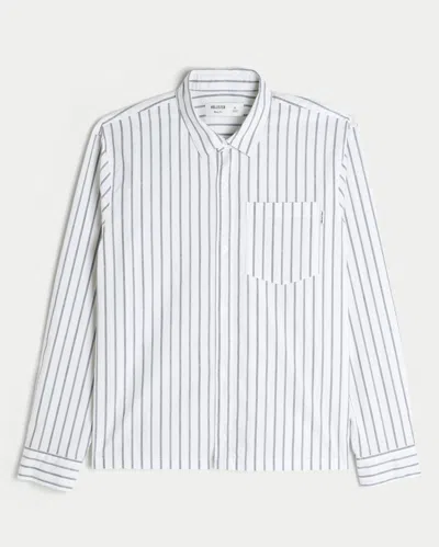 Hollister Boxy Poplin Button-through Shirt In White