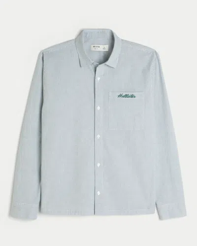 Hollister Boxy Poplin Logo Graphic Shirt In Multi