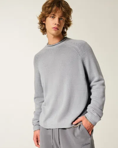 Hollister Boxy Roll-neck Crew Sweater In Gray