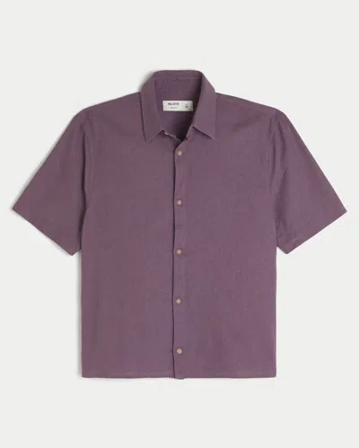 Hollister Boxy Short-sleeve Linen-blend Shirt In Animal Print