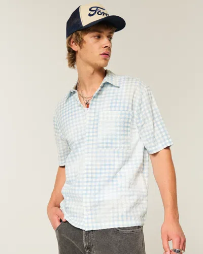 Hollister Boxy Short-sleeve Pocket Shirt In Blue