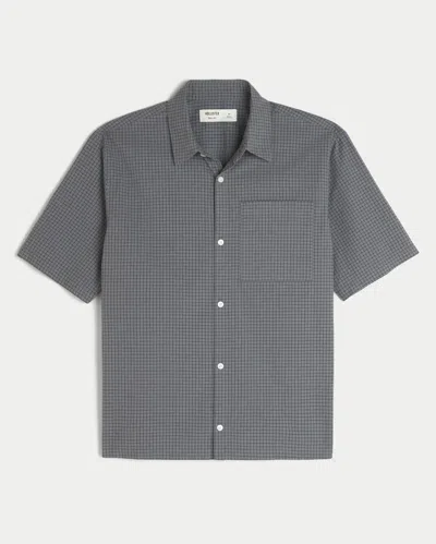 Hollister Boxy Short-sleeve Check Shirt In Gray