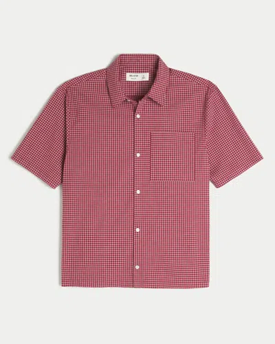 Hollister Boxy Short-sleeve Check Shirt In Red