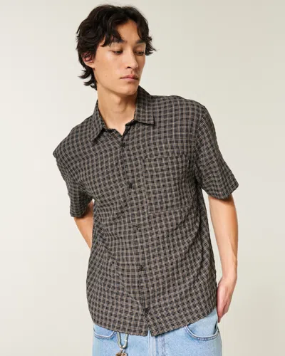 Hollister Boxy Short-sleeve Seersucker Shirt In Multi