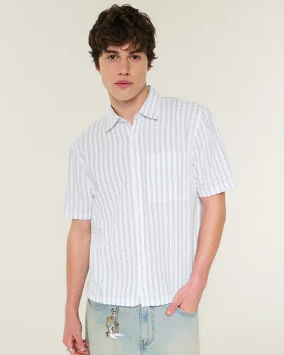 Hollister Boxy Short-sleeve Seersucker Shirt In Multi