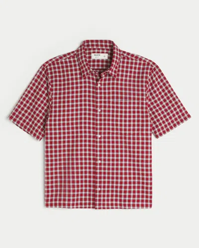 Hollister Boxy Short-sleeve Shirt In Red Check