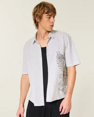 Hollister Boxy Short-sleeve Striped Graphic Shirt In White