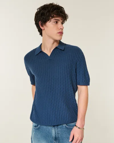 Hollister Boxy Short-sleeve Sweater Polo In Blue