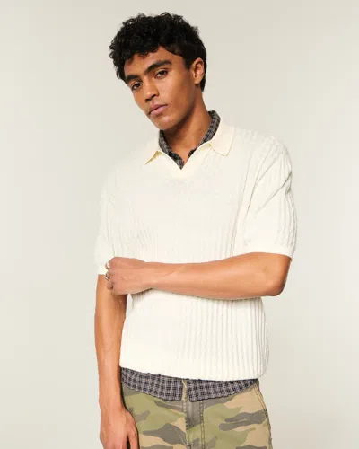 Hollister Boxy Short-sleeve Sweater Polo In White