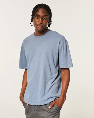 Hollister Boxy Heavyweight Micro Logo Crew T-shirt In Blue
