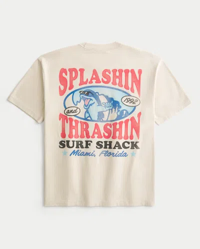 Hollister Boxy Splashin Thrashin Graphic Tee In Neutral