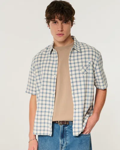 Hollister Boxy Star Applique Check Pattern Shirt In Blue