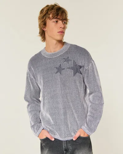 Hollister Boxy Star Graphic Crew Sweater In Blue