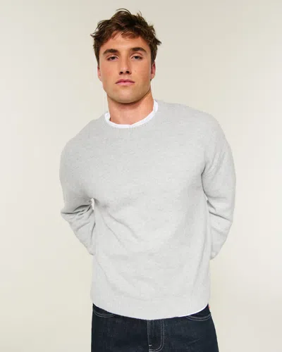 Hollister Boxy Textural Crew Sweater In Gray