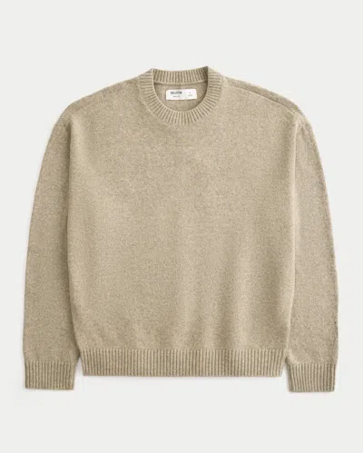 Hollister Boxy Textural Crew Sweater In Neutral