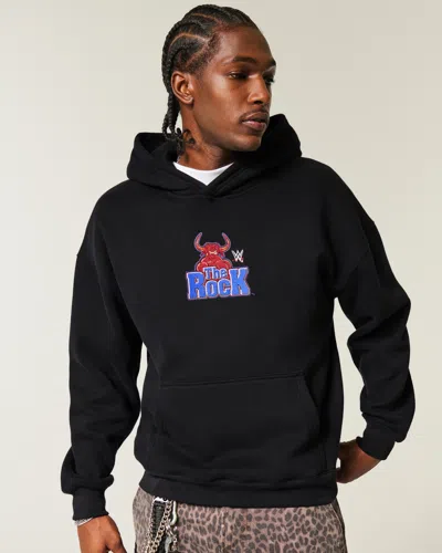 Hollister Boxy The Rock Graphic Hoodie In Black