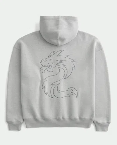 Hollister Boxy Toyota Supra Graphic Zip-up Hoodie In Gray