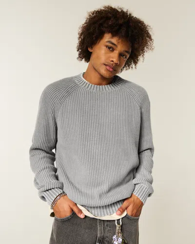 Hollister Boxy Washed Crew Sweater In Gray