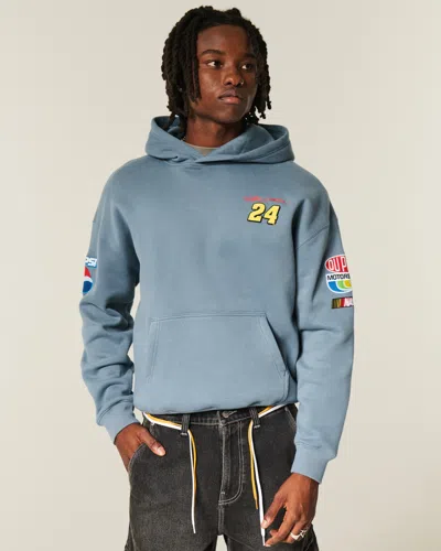 Hollister Boxy Zip-up Nascar Jeff Gordon Graphic Hoodie In Blue