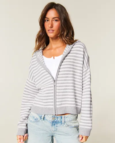 Hollister Boxy Zip-up Sweater Hoodie In Multi