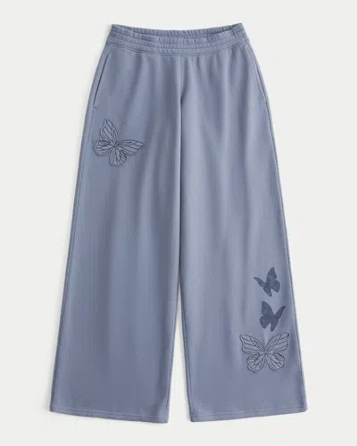 Hollister Butterfly Graphic Baggy Sweatpants In Blue