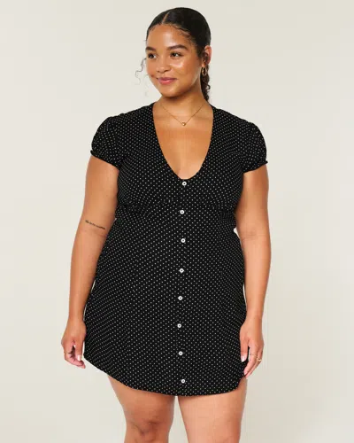 Hollister Button Front Mini Dress In Gray