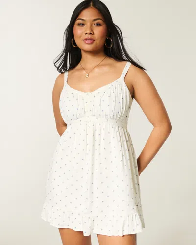 Hollister Button Front Mini Dress In White