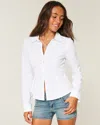 Hollister Button-through Poplin Shirt In White