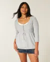 Hollister Cable-knit Babydoll Sweater In Gray